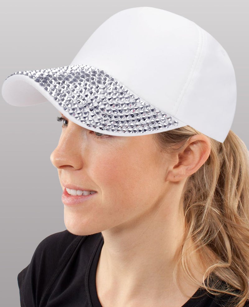 Ztl Womens Studded Rhinestone Baseball Cap Dad Trucker Hat Sparkle Bling Sun Hat A - White - Image 5
